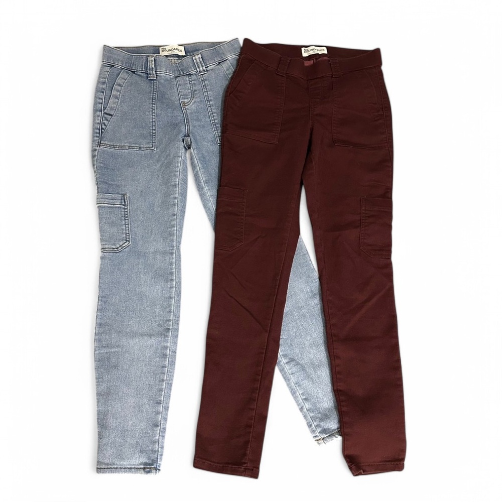 2 Pairs XS Cargo Jeggings Bundle No Boundaries Light Wash and Burgundy - Picture 1 of 4